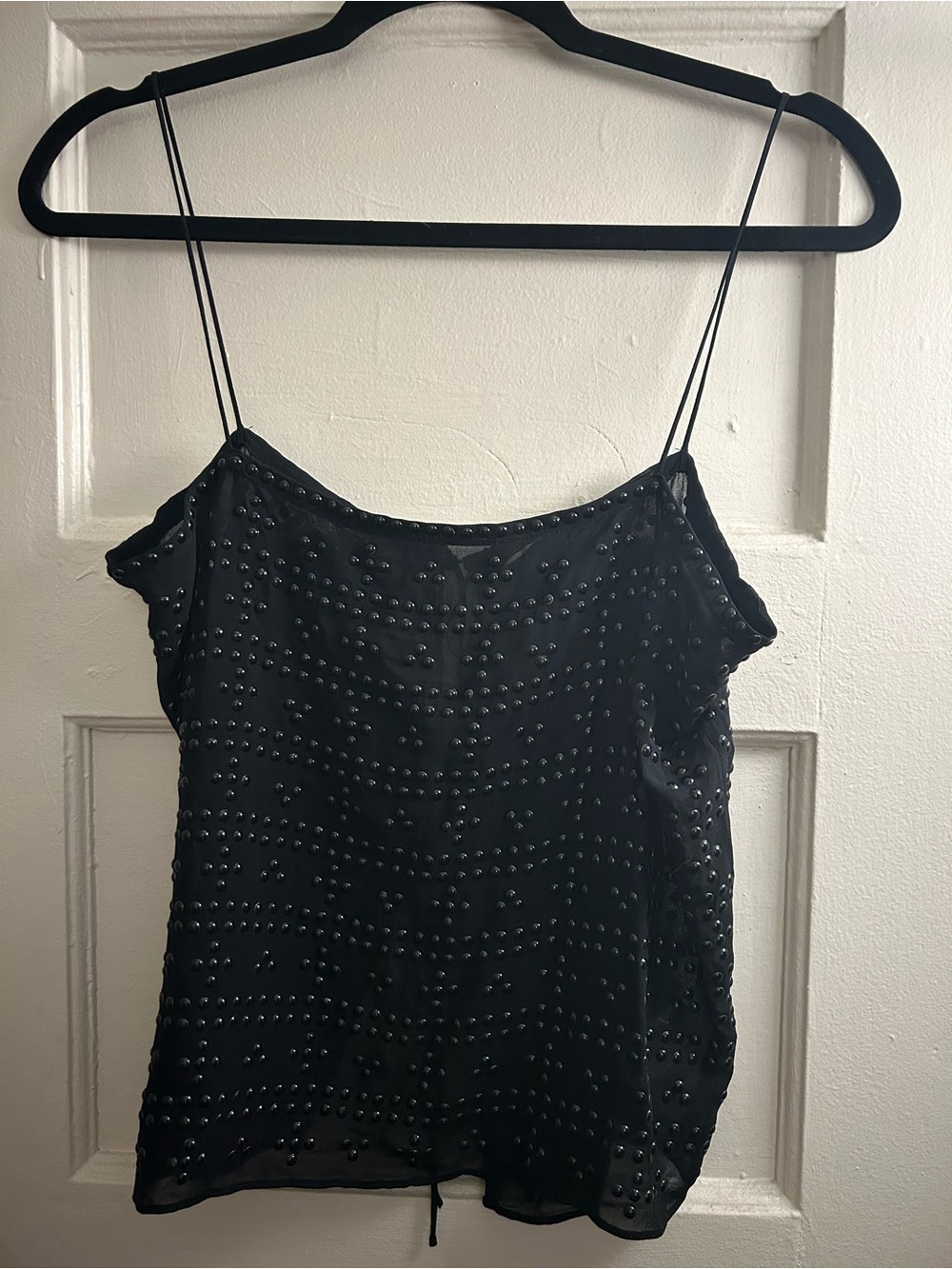 Zara Black Beaded Spaghetti-Strap Camisole